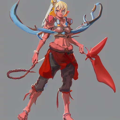 Image similar to character of Breath of fire 4 by the artist Max Berthelot. Rendering the full body character . Sharp focus, full of details, by jenny harder and Jason Nguyen , art book, trending on artstation and cell shading