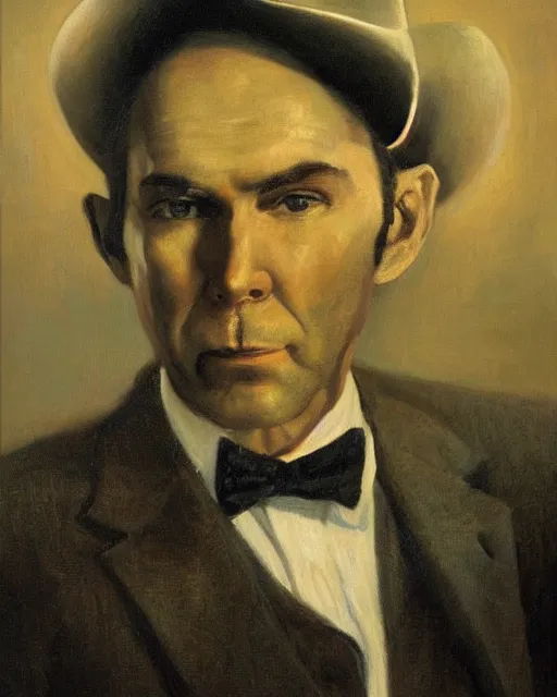 Image similar to portrait of Hank Williams Sr by Jean-Leon Gerome cinematic light, full face, symmetrical face