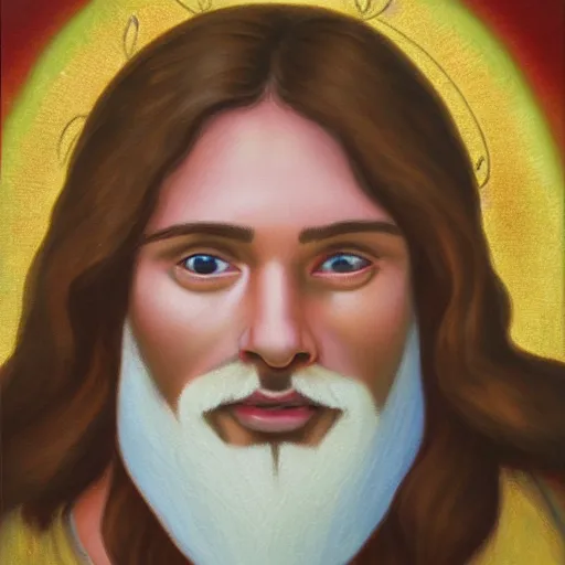 Image similar to kirby as jesus christ, oil painting, detailed