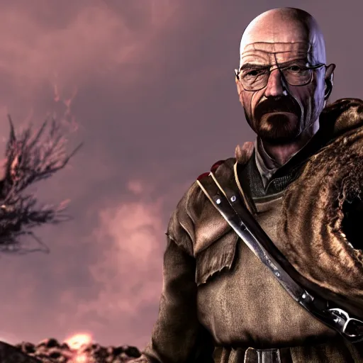 Prompt: Walter White in Dark Souls, screenshot, 4k, cinematic