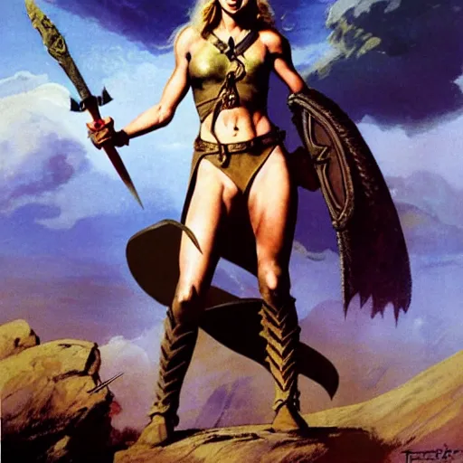 Image similar to taylor swift as a warrior maiden by frank frazetta and wlop and glen rutkowski