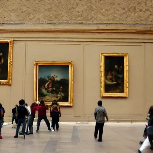 Prompt: riots in the Louvre