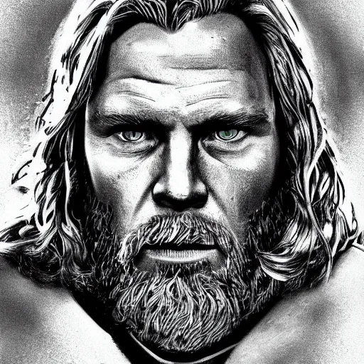 Image similar to thor. detailed portrait. gta style