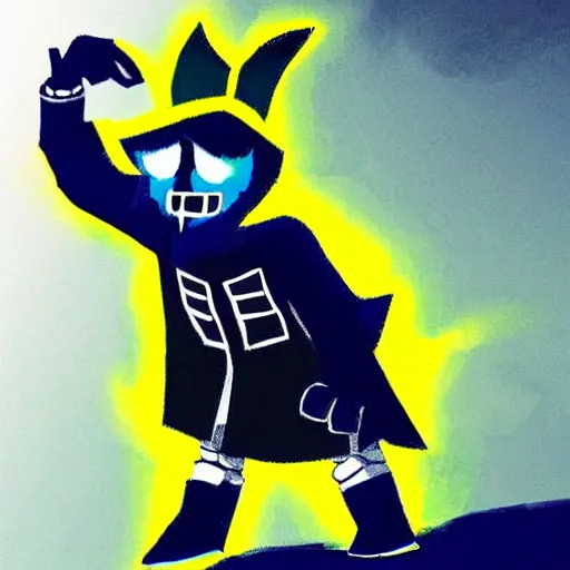 Image similar to Gerard way Cosplaying as Kris from Deltarune, fan art