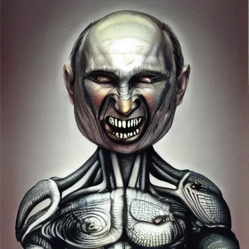 Prompt: H.R.Giger Putin Abomination