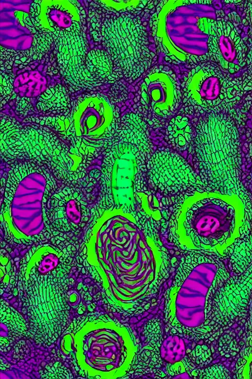 Image similar to creature sushi roots cactus elemental flush of force nature micro world fluo light deepdream