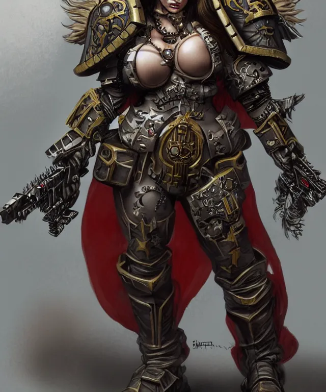 Image similar to Sofia Vergara as a battle sister from Warhammer 40k, highly detailed, intricate, concept art, artstation