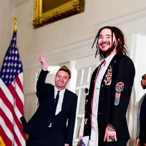 Image similar to Post Malone is officially elected president of the United States, White House photographer