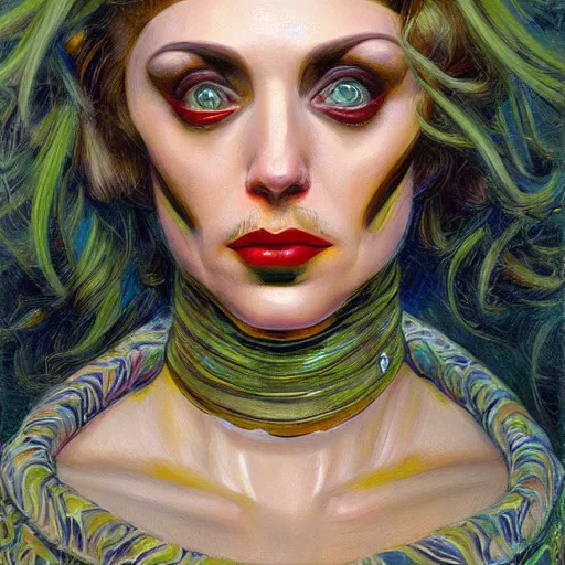 Image similar to realistic detailed modern art deco painting of weird mysterious portraits from layers of fear in the style of donato giancola sharp focus