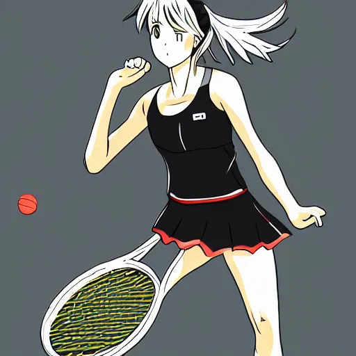 Image similar to A girl playing tennis, Japanese anime style, BREAK BACK style, drawn by KASA