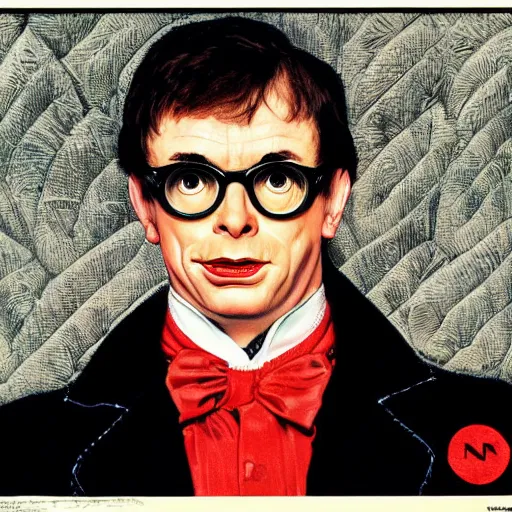 Image similar to frontal portrait of austin powers. a portrait by norman rockwell.