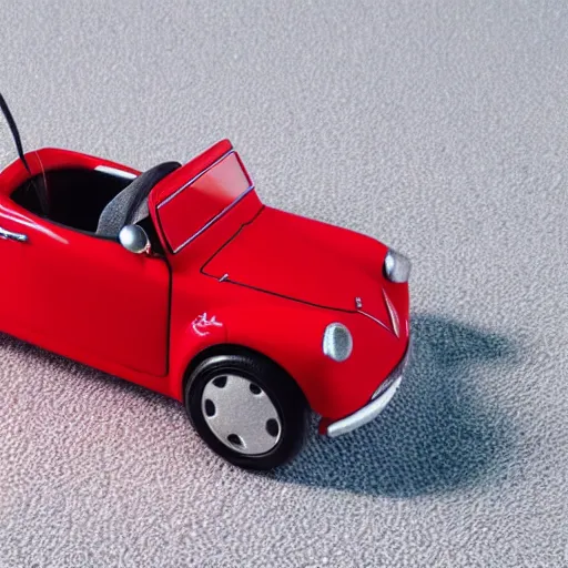 Prompt: photo of small mouse controlled convertible car