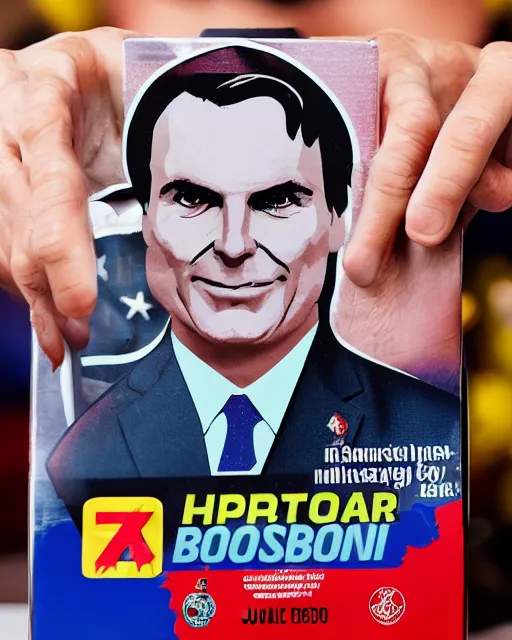 Image similar to box of the toy of jair bolsonaro as an action figure, hyper real, advertising photography, 8 k