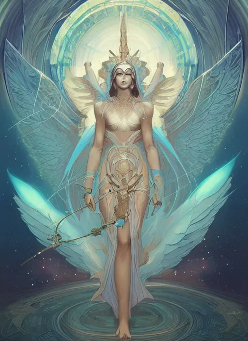 Image similar to archangel metatron detailed illustration by peter mohrbacher and by victo ngai trending on artstation