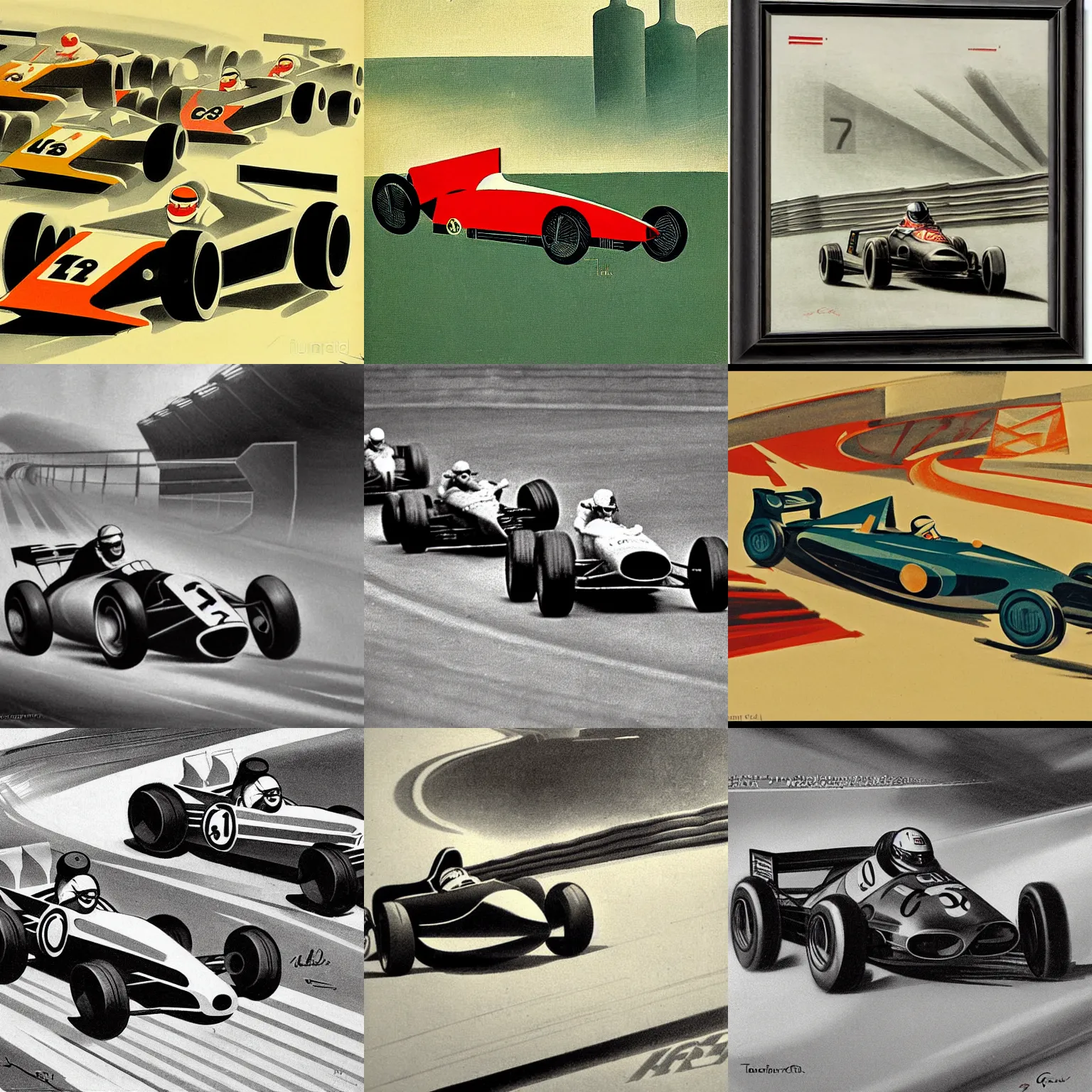 Prompt: Formula 1 race by Tullio Crali