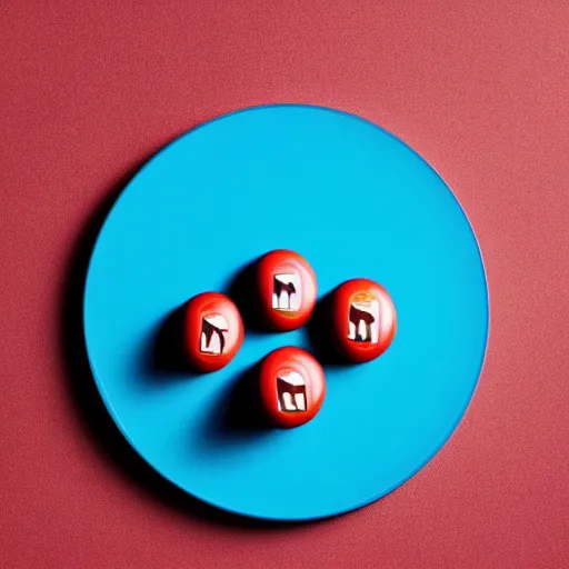 Image similar to a single red m & m candy with arms and legs, a red sphere