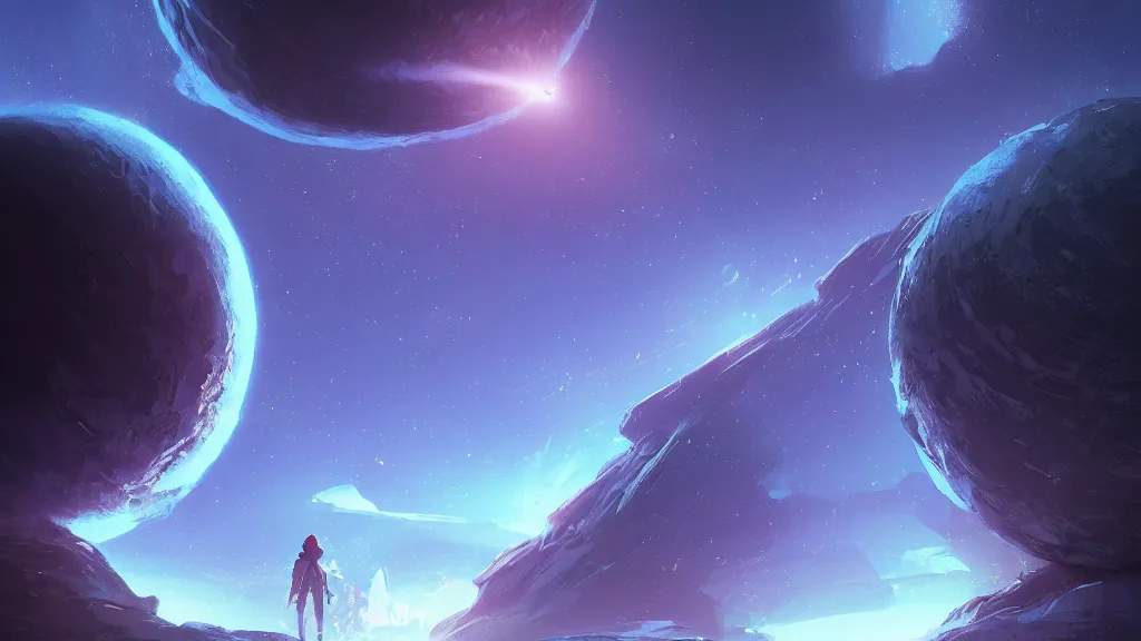 Image similar to a mysterious planet with a giant glowing blue orb at its core, by sylvain sarrailh, rossdraws, ambient light, ultra detailed, fantasy artwork, 8 k, volumetric lighting, trending on artstation, award winning, beautiful scenery, very beautiful.