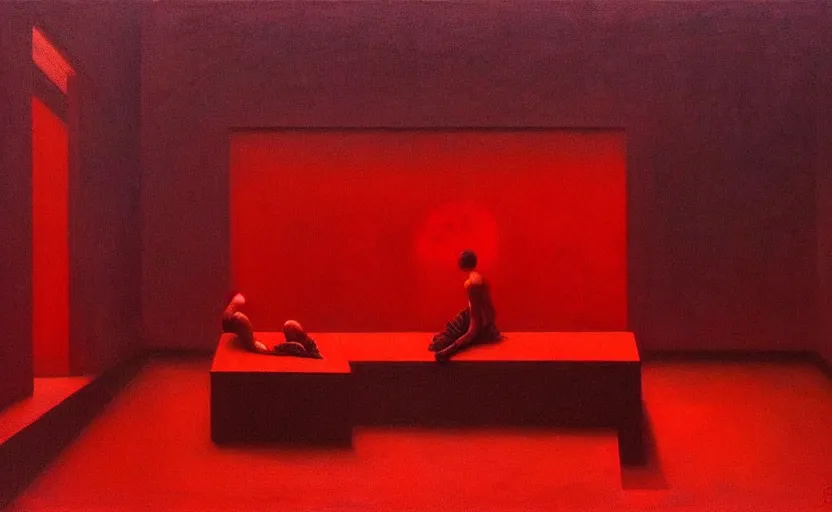 Image similar to only with red, death of communism, in the style of beksinski, parts by edward hopper, parts by rodcenko, parts by yue minjun, intricate and epic composition, red by caravaggio, insanely quality, highly detailed, masterpiece, red light, artstation