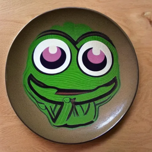 Image similar to crazy pepe with spoon