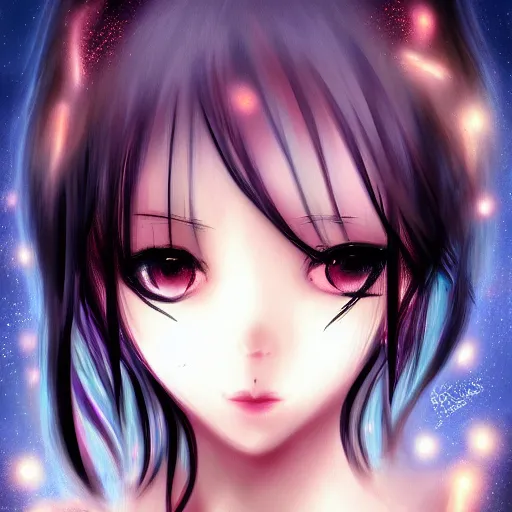 Image similar to portrait of a cute beautiful evanescence, anime digital art, sensual lighting