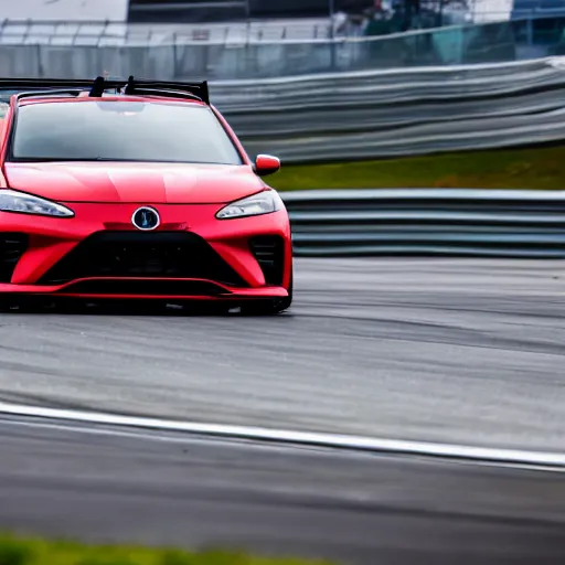 Prompt: a brand new 2 0 2 3 hot hatchback driving fast on the nurburgring nordschleife