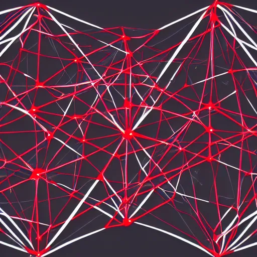 Prompt: network graph split, crimson - black, clean focus 8 k hd vector illustration concept art masterpiece