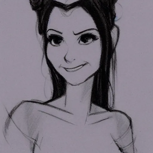 Image similar to milt kahl sketch of victoria justice with tendrils hair style as princess padme from star wars episode 3