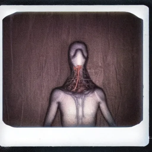 Prompt: A polaroid picture of the next dumb creepypasta creature