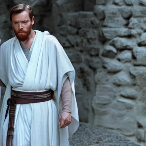 Image similar to obi wan kenobi is a member of the italian mafia, 4 k, detailed