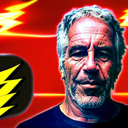 Image similar to jeffrey epstein as the flash, 8 k