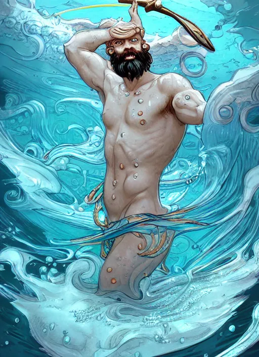 Image similar to poseidon, realistic dream illustration, fantasy, digital painting, refreshing, trending on artstation, concept art, smooth, illustration by james jean