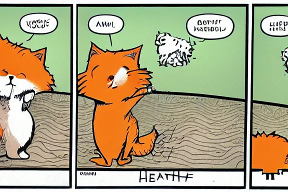 Image similar to a very intricate panel of the comic heathcliff starring heathcliff the orange cat, award - winning crisp details