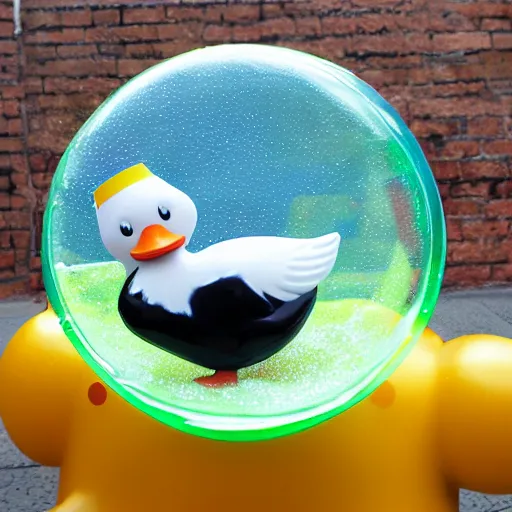 Prompt: duck made of bubble
