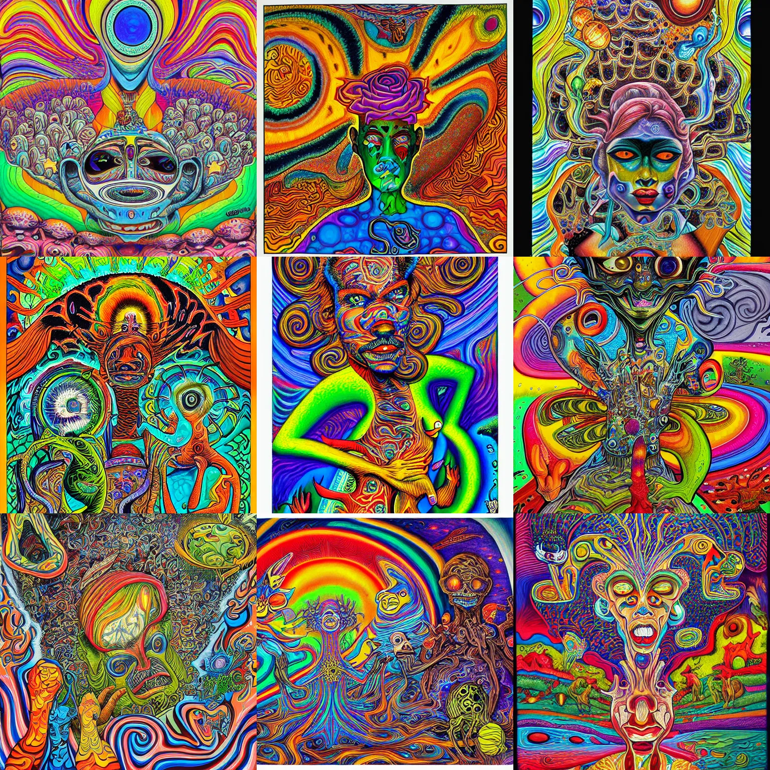 Prompt: lsd painting by aaron brooks, chris dyer, android jones, and alex grey