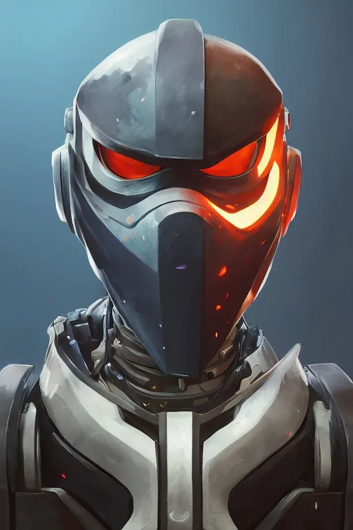 Image similar to epic mask helmet robot ninja portrait stylized as fornite style game design fanart by concept artist gervasio canda, behance hd by jesper ejsing, by rhads, makoto shinkai and lois van baarle, ilya kuvshinov, rossdraws global illumination radiating a glowing aura global illumination ray tracing hdr render in unreal engine 5