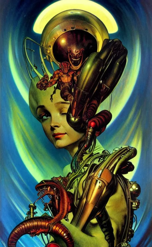 Image similar to exquisite imaginative alien creature poster art, humanoid, music poster, movie art, by frank frazetta, alphonso mucha, norman rockwell 8 k, denoised