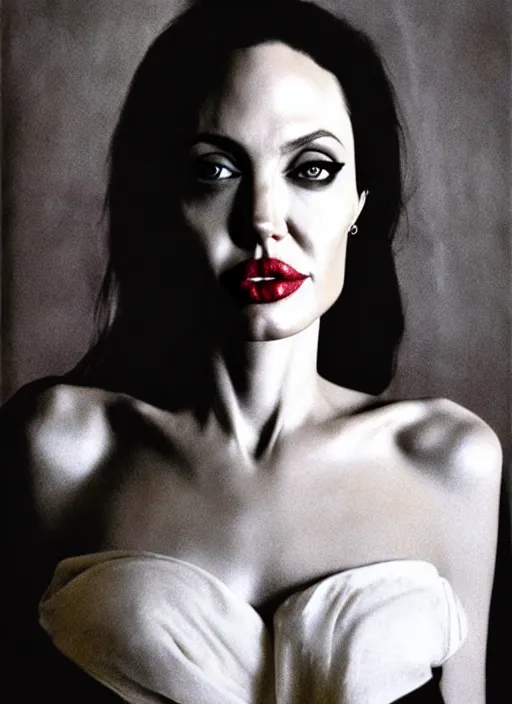 Image similar to close - up portrait of angelina jolie by sarah moon,