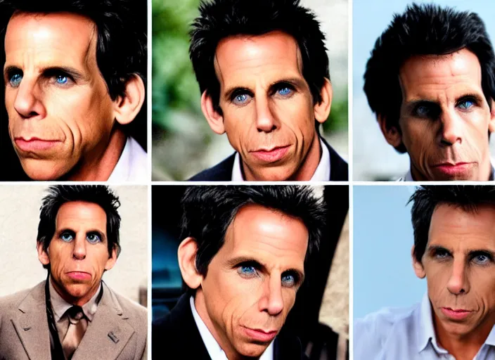 Image similar to a collage of Ben Stiller blue steel