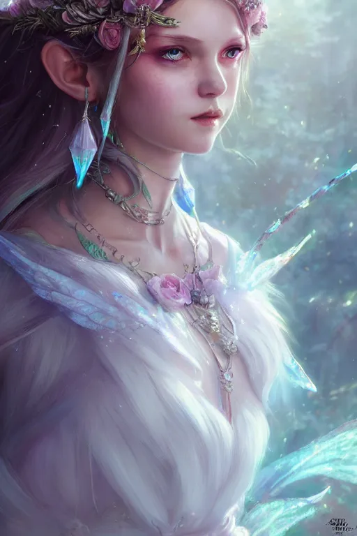 Image similar to fairy princess, highly detailed, d & d, fantasy, highly detailed, digital painting, trending on artstation, concept art, sharp focus, illustration, art by artgerm and greg rutkowski and fuji choko and viktoria gavrilenko and hoang lap