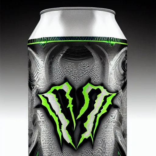 Prompt: new design aluminum can monster energy, elegant, ornate, octane render, style by Artgem, cinematic light, harmony, ultra quality