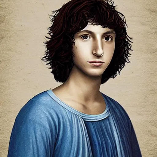 Image similar to finn wolfhard by leonardo da vinci