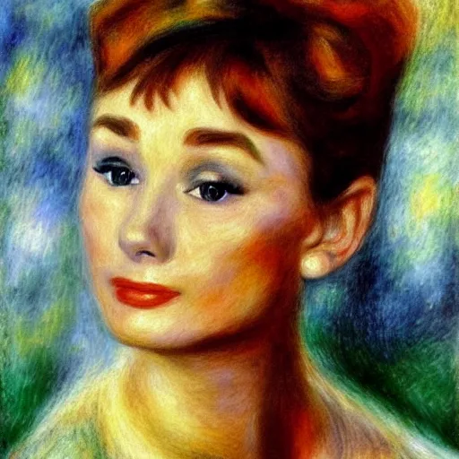 Image similar to audrey hepburn art by renoir.