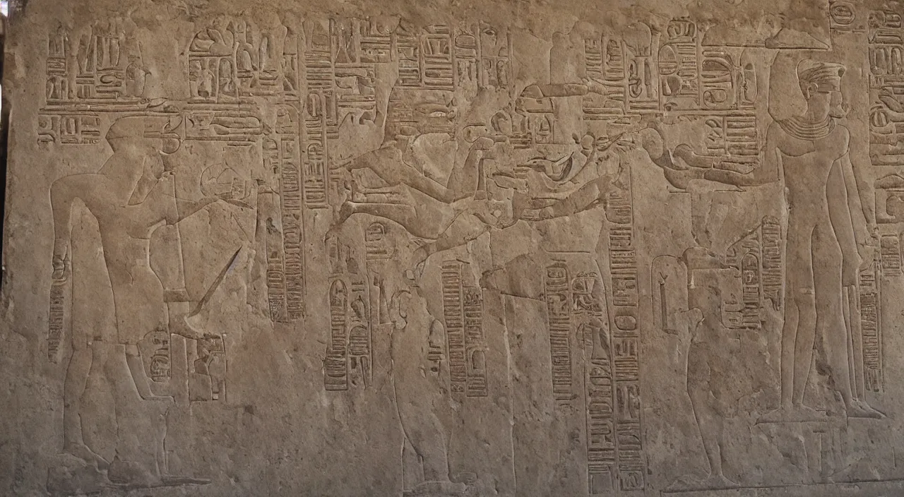 Prompt: mario as egyptian animal gods looking for wifi, ancient egyptian murals.