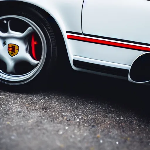 Image similar to close up photo of a porsche 9 1 1 9 6 4 carrera 2, cinematic, shallow dof, 3 5 mm, 4 k, macro