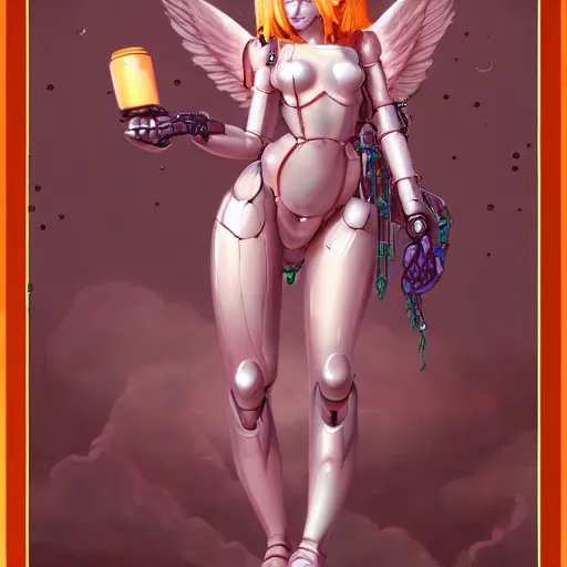 Image similar to concept art | robotic cybernetic god - system feminine angel in heavy syrup marauding through a peaceful path, artstation / pixiv!!!
