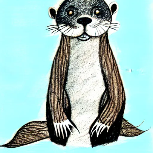 Image similar to an otter in a dress, pencil drawing