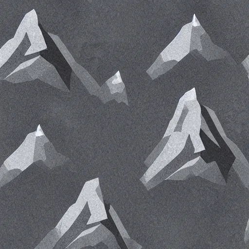 Prompt: small topographical mountains grey color scheme, painted high angle view