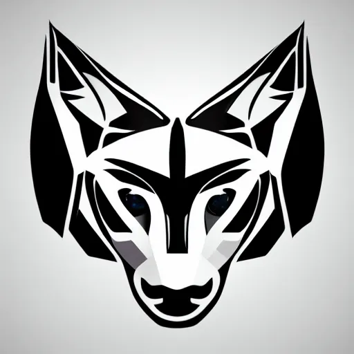 Image similar to futuristic minimalistic stylised logo of a lynx head, symmetrical, white with black background, elite dangerous, cyberpunk, smooth vector image