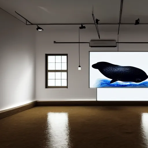 Prompt: a whale in studio, radin signature lighting, concept art, golden ratio