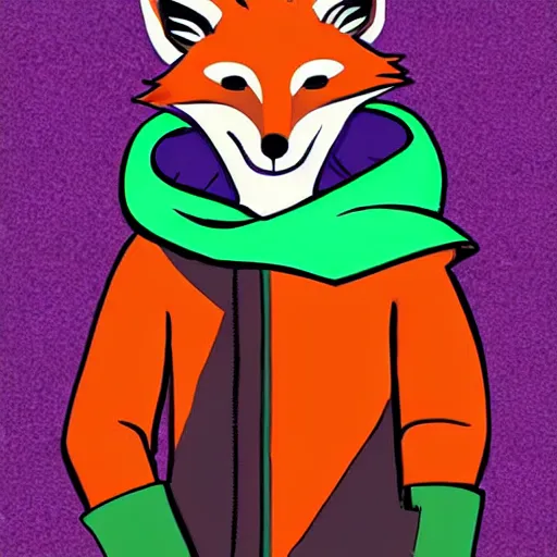 Image similar to Robin Hood anthropomorphic fox, wearing a synthwave hoodie vhs still